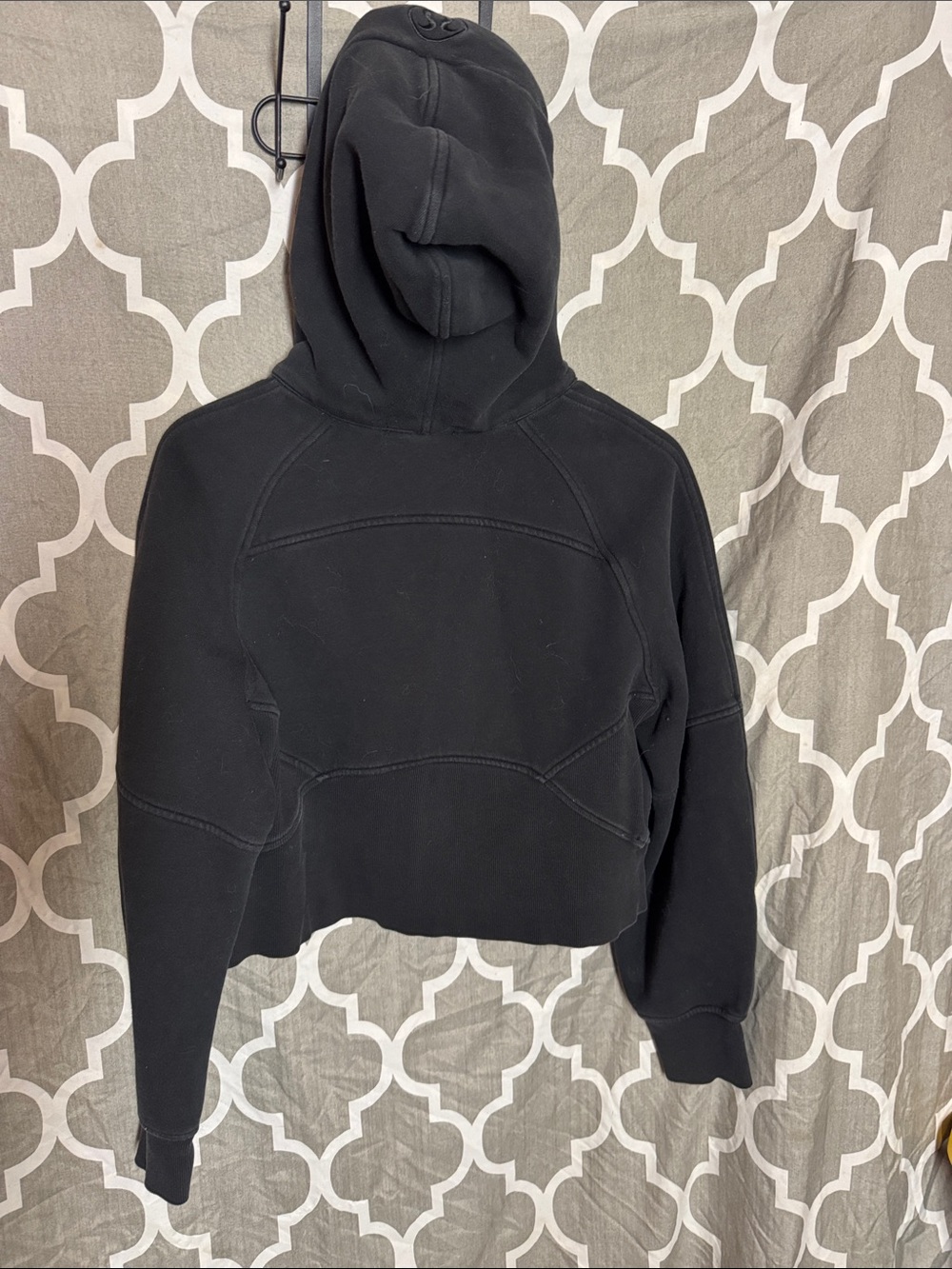 Black Half-Zip Hooded Crop Sweatshirt - Women - Picture 4 of 5